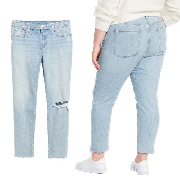 ⭐️HP⭐️ Old Navy Mid-Rise Boyfriend Straight Ripped Jeans LR.9 - Picture 1 of 5